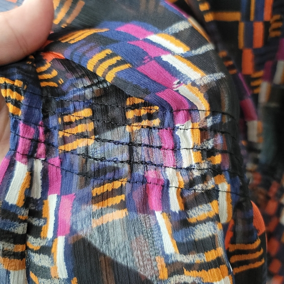 LIZ CLAIBORNE UEC Women’s Plus Size 1x peplum cap sleeve blouse black graphic - Picture 8 of 9